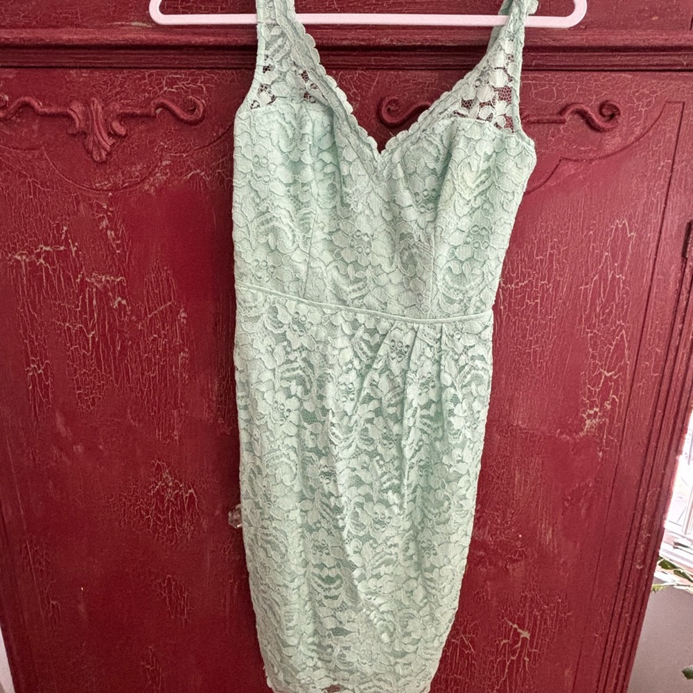 David's Bridal Mint Lace Midi Dress